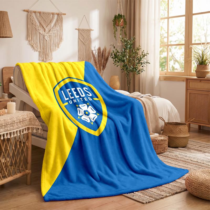 Leeds United Football Print Flannel Blanket Soft Warm Sofa Bed Throw Blanket For Home Office Bedroom