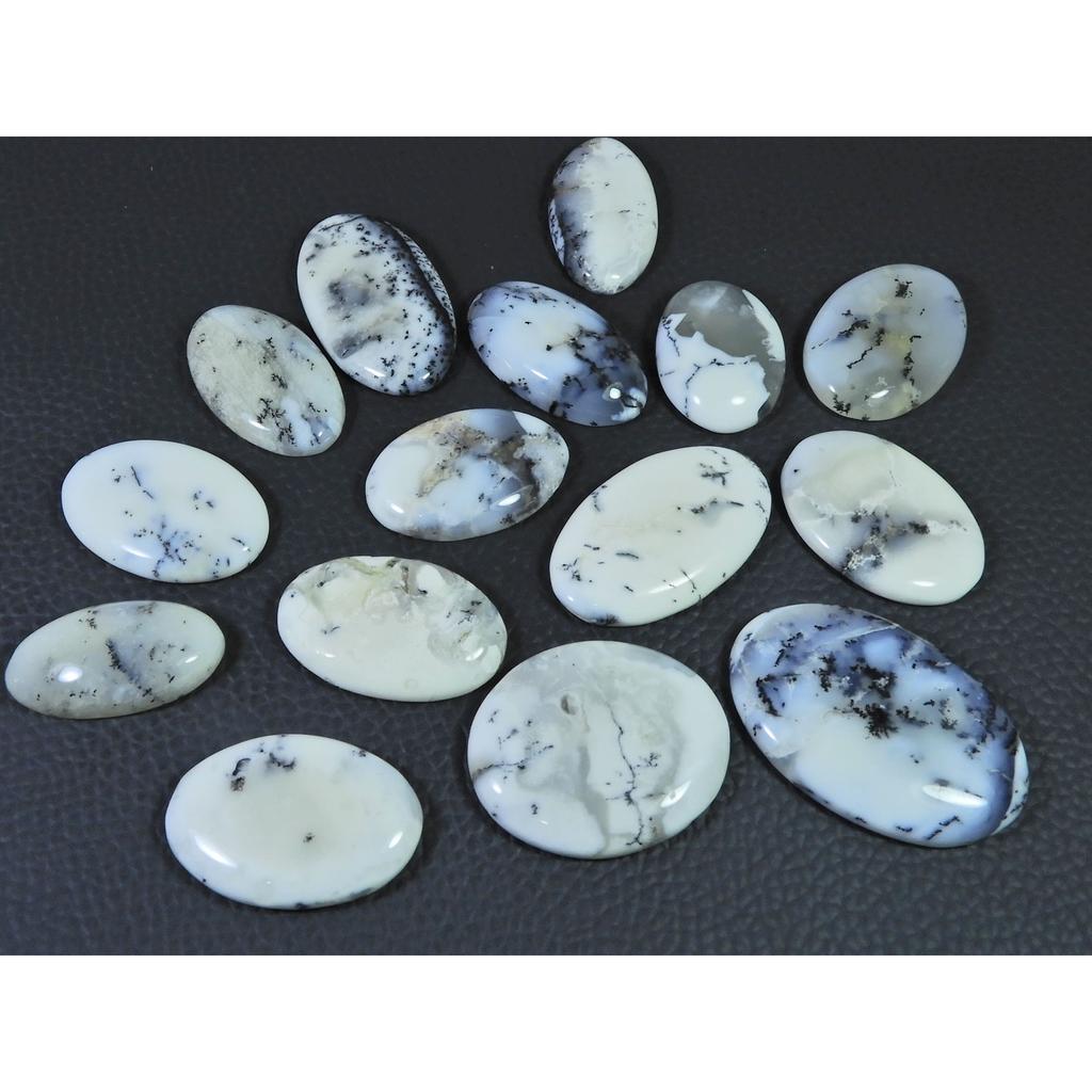 340Cts. Natural Dendrite Opal Agate Oval Cabochon Loose Gemstone 15Pcs Lot C-2005