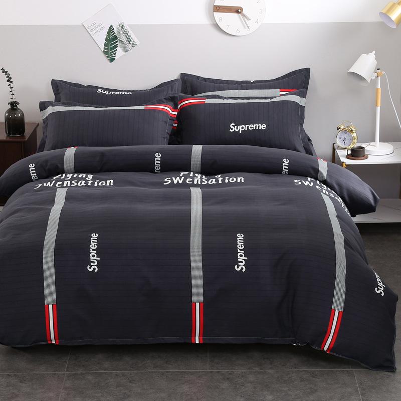 Gestreifte Bettwäsche aus gebürsteter Baumwolle für Herbst/Winter – Verdickter Bettbezug & Laken