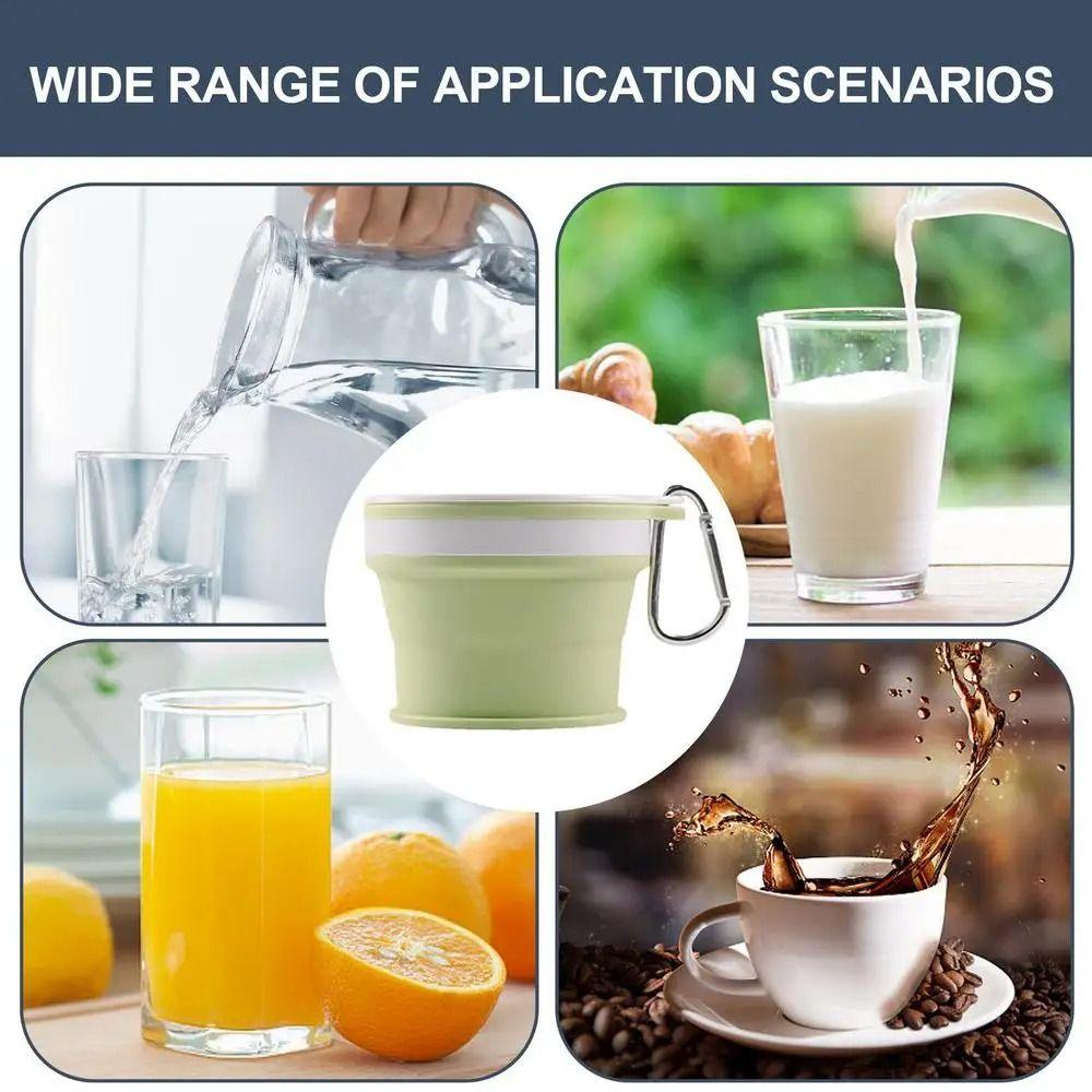 Leak Proof Silicone Drinking Cup with Carabiner Retractable Camping Cup Foldable Travel Mug  Sport