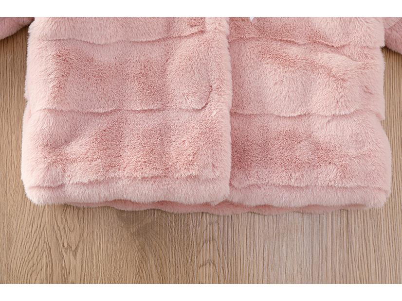 Girls' New Winter Faux Rex Rabbit Fur Coat