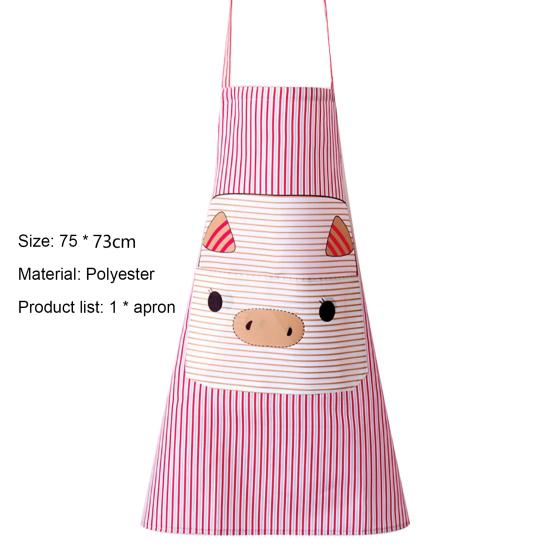 Kitchen Apron with Soft Strap Pig Pattern Polyester Easy to Clean Cooking Bib for Baking