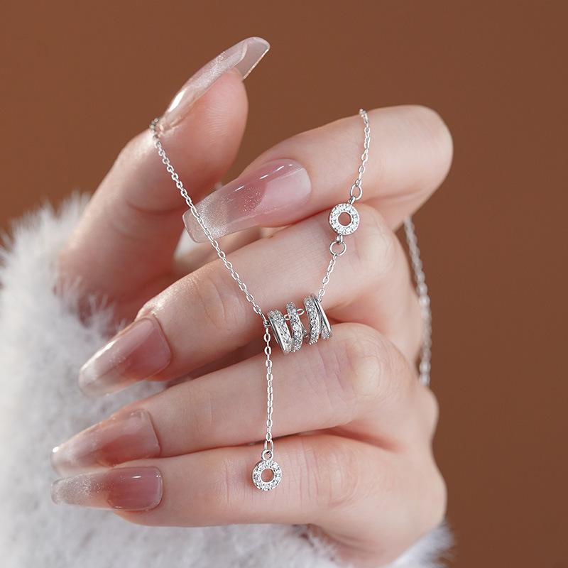 Sterling Silver Small Waist Tassel Necklace - Elegant Luxury Pendant for Women