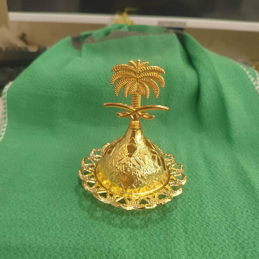Golden Hollow Middle Eastern Incense Burner - Metal Aroma Cone Sandalwood Holder