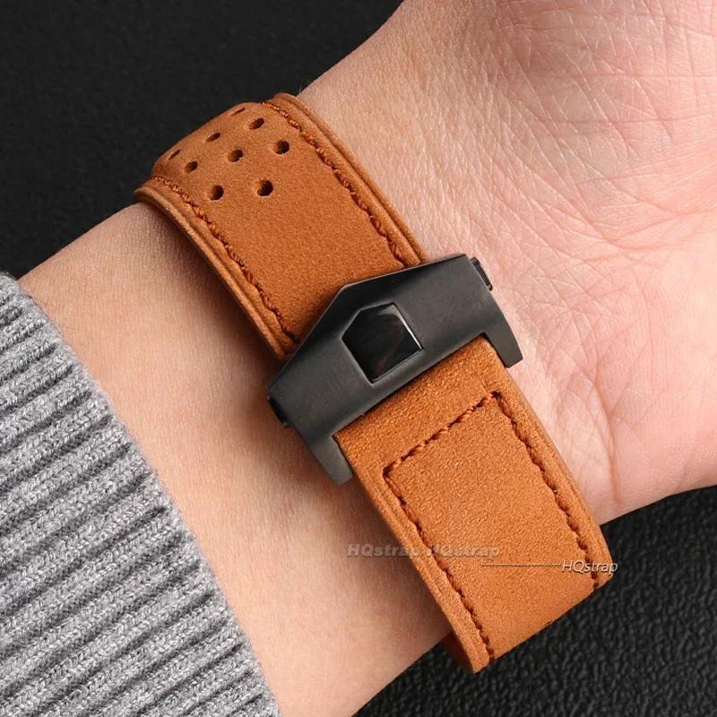 Genuine Leather Replacement Strap for Tag Heuer Carrera Monaco Series 20 22mm Frosted Cowhide Bracelet Universal Breathable Belt