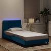 Vidaxl Bed Frame With LED, Blue, 100X200 Cm, Velvet