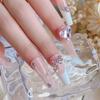 Nail Art Diamond Pink Zircon Bow Pendant Jewelry New Light Luxury Silver Butterfly Love Diamond