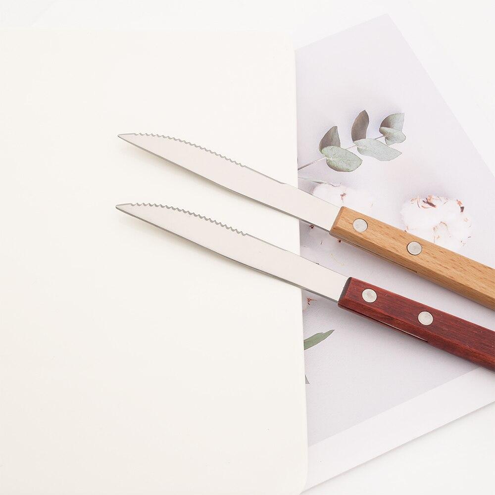 4/8/12/16/24Pcs Wooden Handle Cutlery Set Stainless Steel Luxury Knife Spoon Light Brown Tableware Kitchen Complete Dinnerware Set