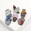 11 Styles Colorful Heart Shaped Enamel Brooches Funny Rose Space Ocean Eye Sea Wave Pattern Ticker Lapel Pins Heartbeat Badge