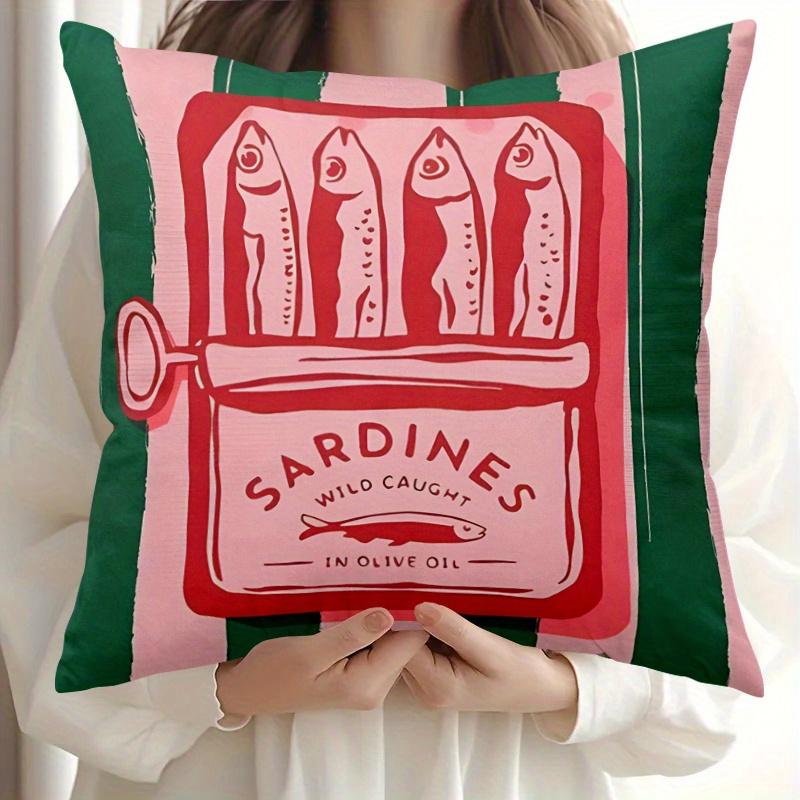 

1Pc Vibrant Minimalist Food Design Throw Pillow Cover Zippered Polyester Cushion Cas, Decorative Pillowcase double sided printing:45X45cm One Side