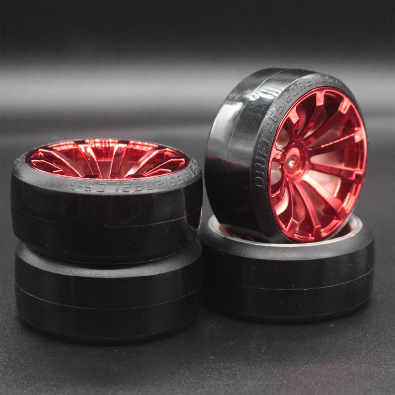 4Pcs RC 1:10 Drift Car Plastic Wheel Rim &Tyre Tires For HSP 94123/94122/94103/D4/D3