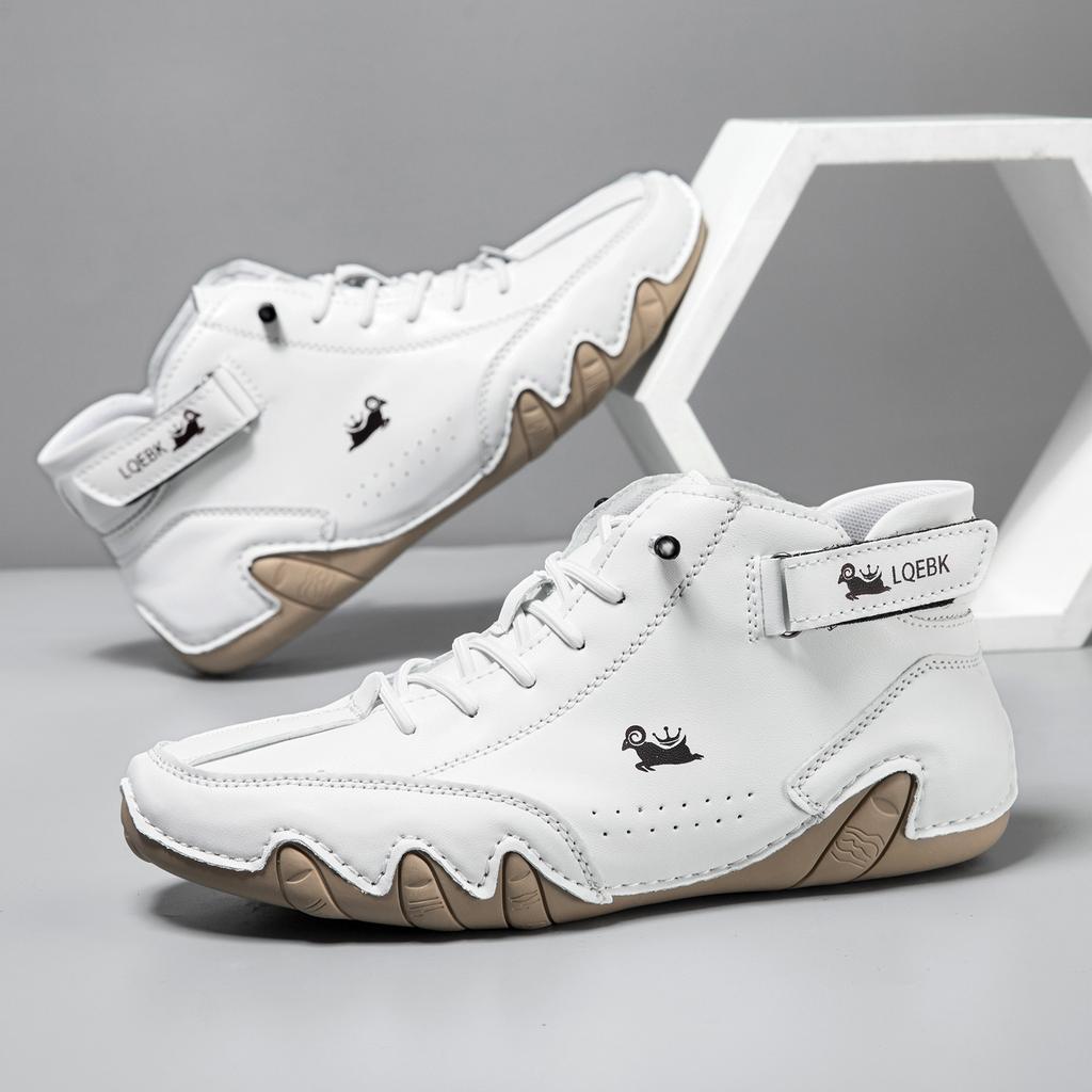 Fashion Men Casual Shoes Retro Handmade Leather Boots for Men Hight Top Sneakers Luxury Fashion Loafers Shoes Red Ankle Boots Women