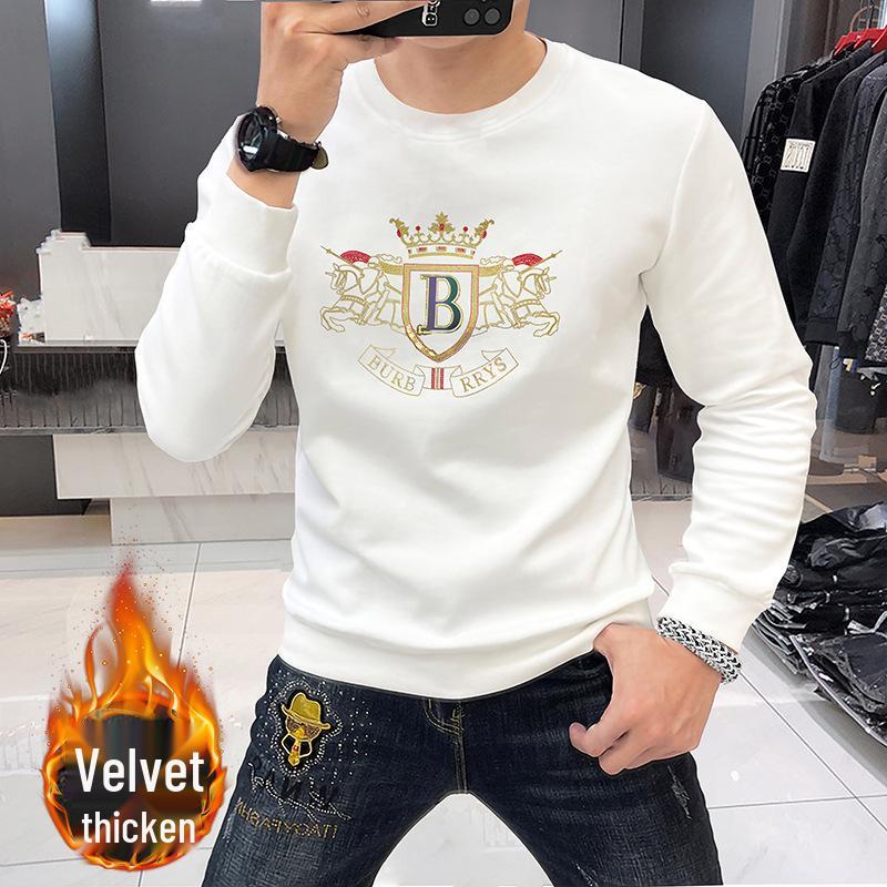 2023 European Style Slim Fit Men's Rhinestone Letter Sweatshirt