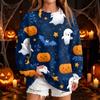 Women's Casual Round Neck Sweatshirt with Halloween Print, Long Sleeve Pullover for Festivals