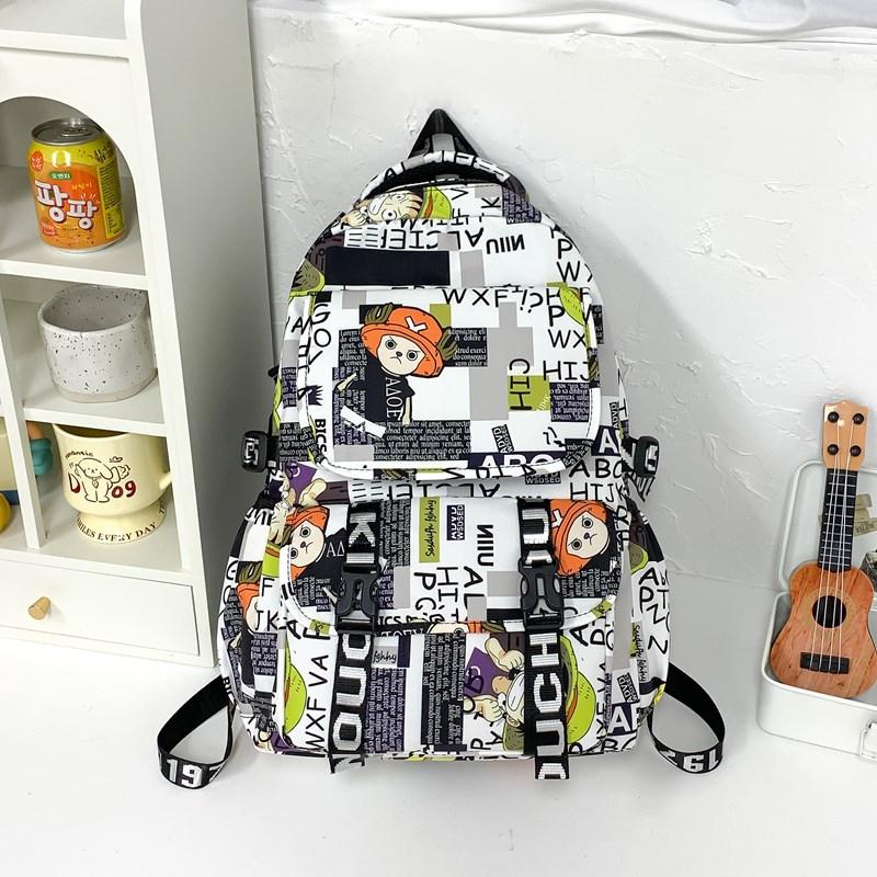 New fashion student schoolbag animation printing trend fashion backpack men and women large capacity simple graffiti backpack