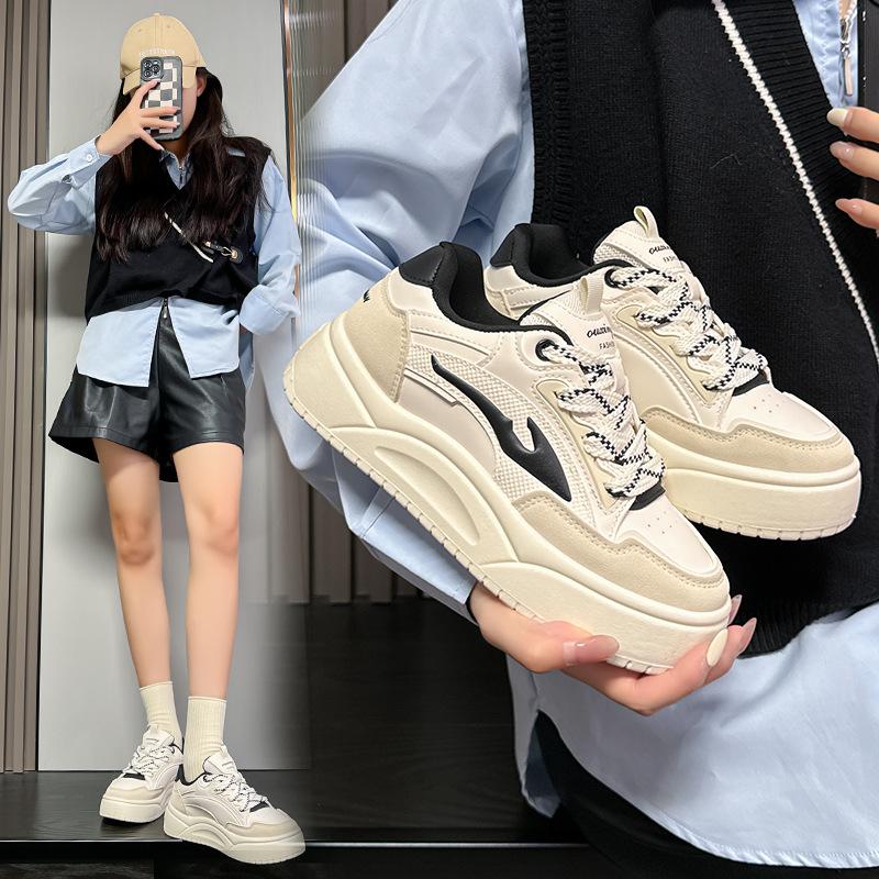 Spring and Autumn New Sports and Leisure Ins Platform Leather Single Shoes Board Shoes
