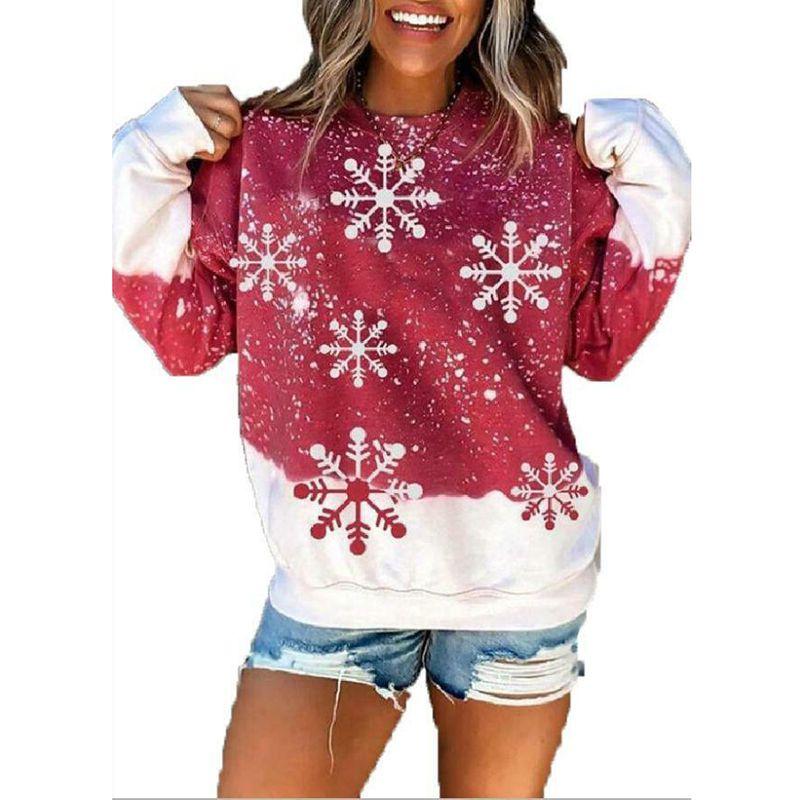 Stylish Christmas Snowflake Hoodie For Women Featuring Santa Claus Design In Grey And Red