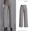 Autumn Winter Korean stytle Thickened WarmWool Wide Leg Pants Womens Fashion Striped High Waist Loose Straight Casual Trousers