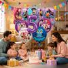 10pc Full Characters Foil Balloon Set, 1-9 Purple Balloons For Girls Kids Birthday Party Decoration Ballons  Supplies