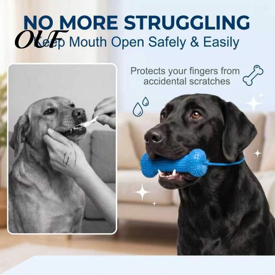 Pet Breath Freshener Toys Silicone Dog Dental Chew Toy, Easy Teeth Oral Care Brushing Aid, Rear Molar Cleaning Anti-bacterial Texture Mouth Opener for