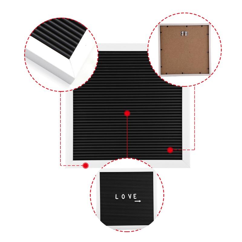 25cm*25cm Mesaj Panou din Plastic cu Litere Litere Schimbabile Cifre Decor Cameră (Cadru alb)