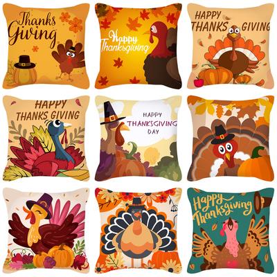 Turkey Thanksgiving Throw Cartoon Animal Sofa Cushion Cover Peach Skin Office Cushion Cover