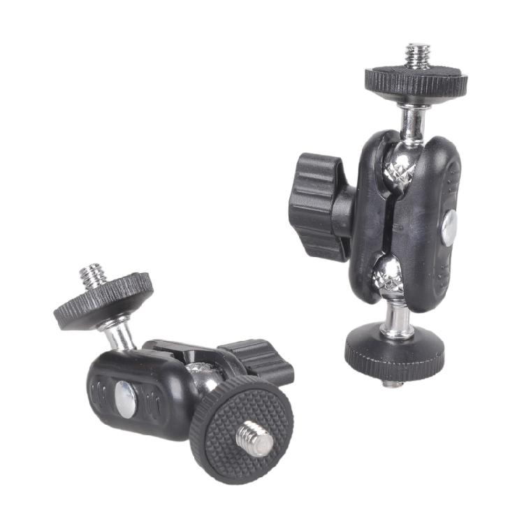 Pack of 2 Camera Double Ball Head Clamp Mount Adapter Magical Arm 360 Degree Rotation 1/4inch Thread for Photo Equipment