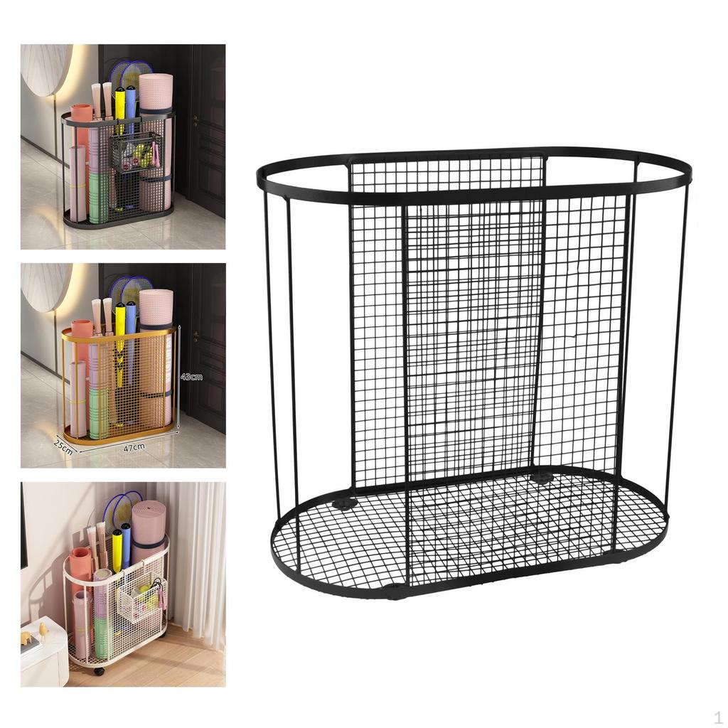 Porta Tappetino Rastrelliera Cesto Portaoggetti, Organizer Fitness, Organizer Palestra Domestica per