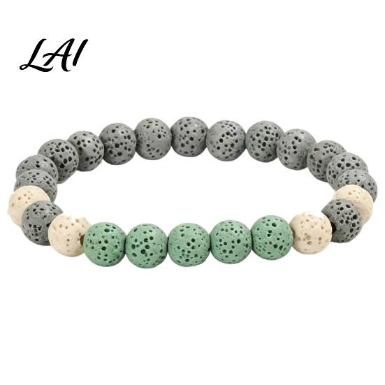 Handmade Elastic Stretch Jewelry Obsidian Stone Bracelet for Men Women Colorful Rock Beads Lightweight Comfortable Wrist Stackable Bracelet,