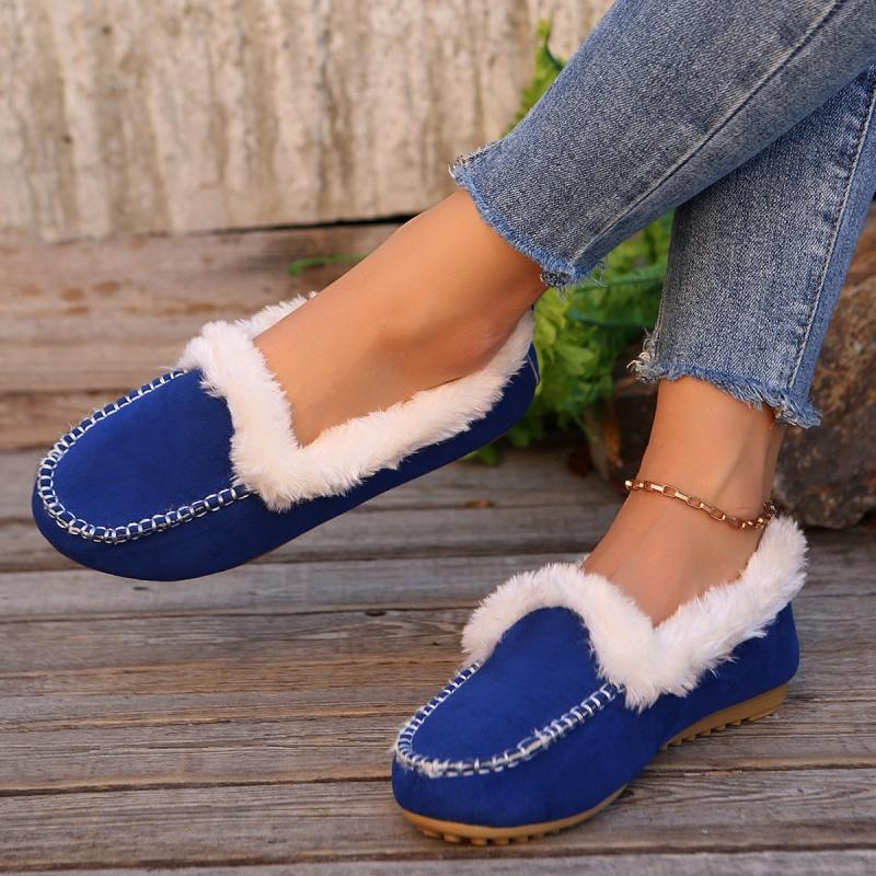Winter Flats Fur Warm Loafers Women Shoes 2025 Trend New Short Plush Shallow Casual Sneakers Shoes Cozy Walking Zapatillas Mujer
