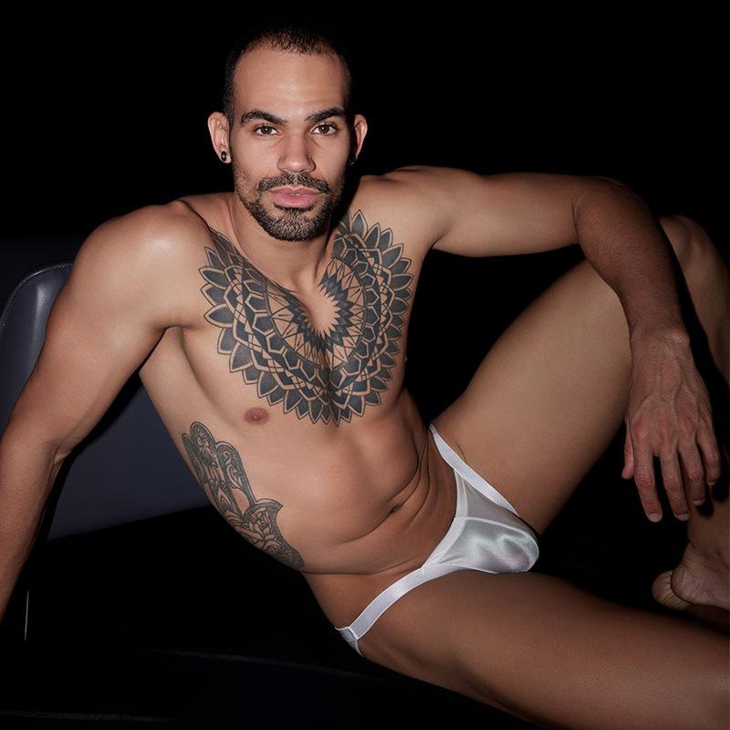 Oil Glossy Sissy Lingerie Men See Through Brief High Elastic U Convex Pouch Underwear Low Waist Seamless Underpant Gay Nightwear
