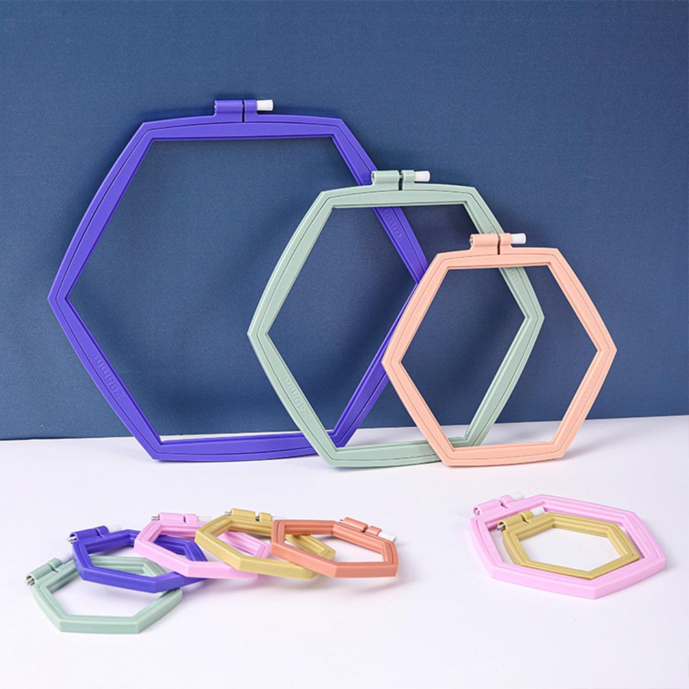 Hexagon Embroidery Hoops Hand Embroidery Tool Multifunctional Plastic Needlework Removable Quilting Frame for DIY Sewing Craft