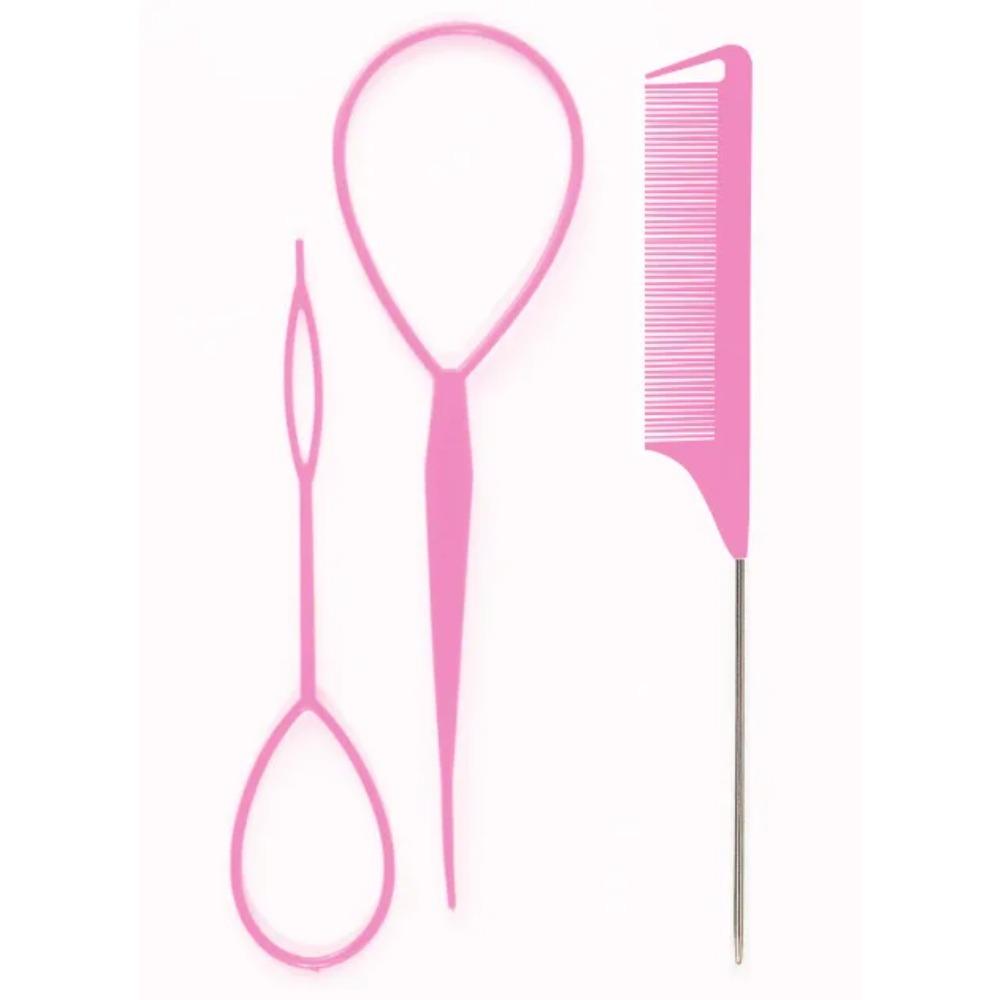1 set Strumento per trecce Anello Elastico per la rimozione della fascia Coltello Pettine a coda di topo Pettine a coda di perno in metallo per lo styling dei capelli