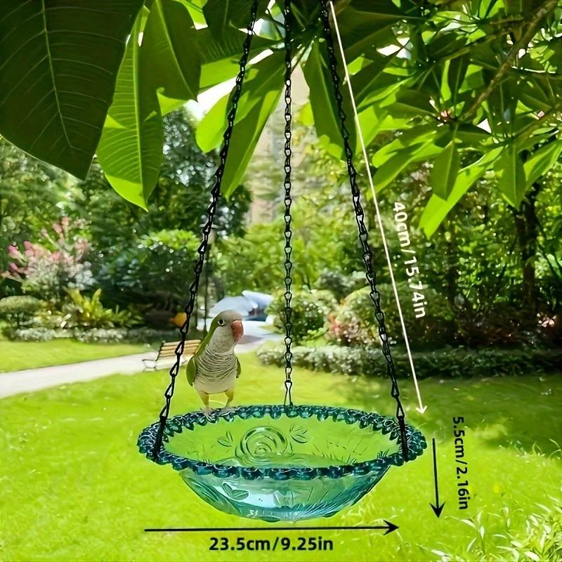 Decorative Hanging Bird Feeder with Chain - Dual-Bowl Design for Outdoor Garden & Yard, Attracts Hummingbirds