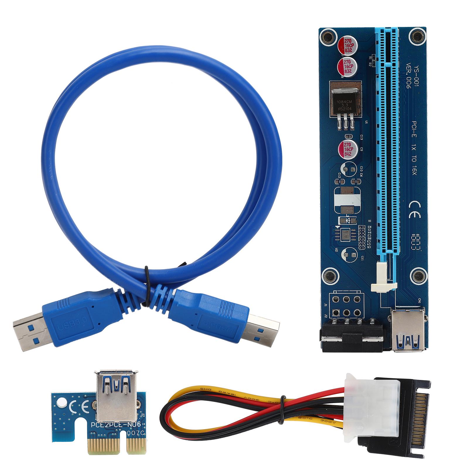 

PCIE 1X to PCIE 16X Graphics Card Extender Riser Card Adapter USB3.0 Cable 60CM