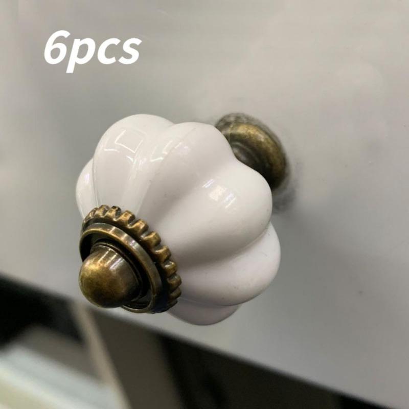 6pcs Acrylic Pumpkin Knobs, White Acrylic Cabinet Knobs Vintage Dresser Knobs, Vintage Knobs Decorative Drawer Pulls for Dressers, Closets, Cabinets