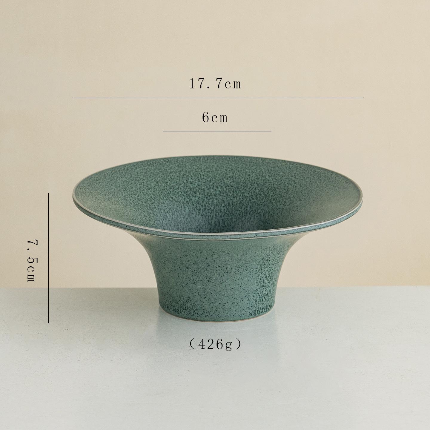 Peacock Green Zen Style Conical Ceramic Vase for Flower Arranging