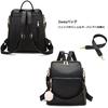 Manukori Women's Leather Backpack, Waterproof, Stylish, Large Capacity, 2-Way Shoulder Bag for Girls, Perfect for Commuting, School, or Travel, Black