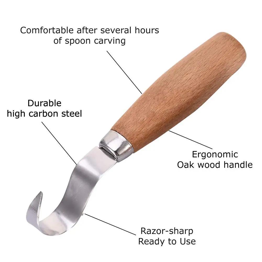 Ahşap Oyma Bıçağı Keski Kanca Bıçak Oyma Araçları Ergonomik Ağaç İşleme Kaşığı Dayanıklı Çarpık Yeni Başlayanlar Heykel Profesyonel