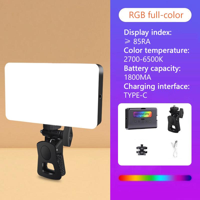Kapesní RGB výplňové světlo Přenosné LED světlo Video Mini Telefonní výplňové světlo Smartphone Selfie Nastavitelné RGB světlo s klipem zdarma