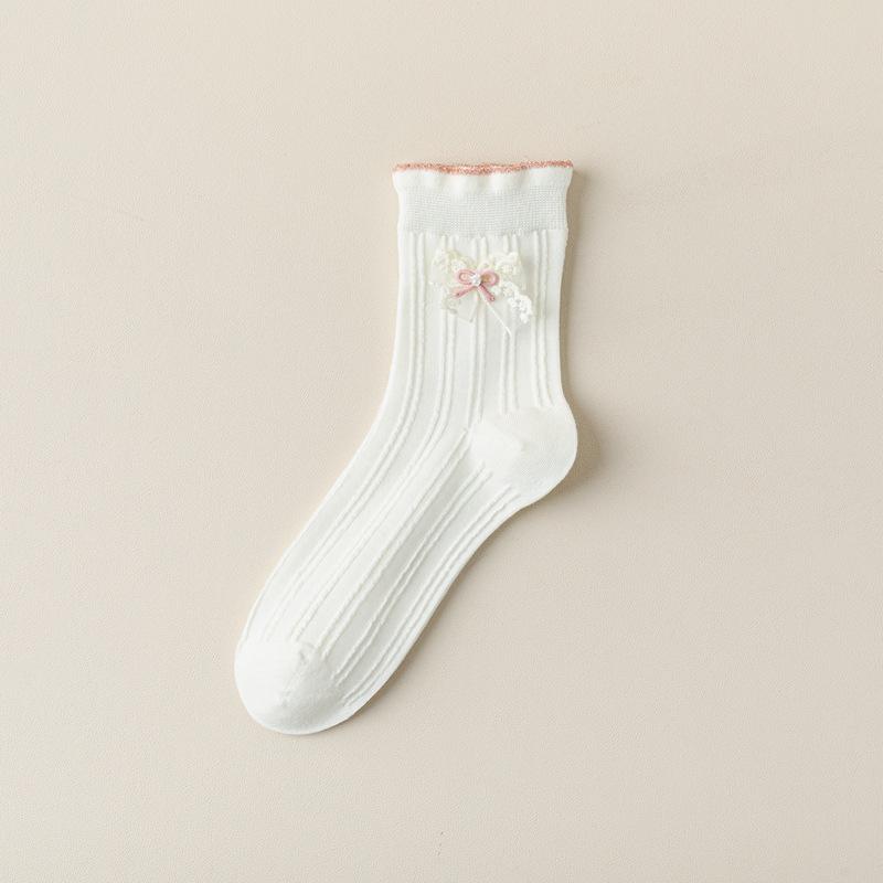 

10Pair Autumn And Winter Socks Women S Heavy Industry Jewelry Tube Socks College Style Lolita Sweet Beautiful Women Socks Cotton Socks One size fits all розовый кружевной
