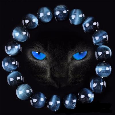 Pulseiras de Pedra Natural Olho de Tigre 8MM/10MM para Mulheres e Homens Pulseiras de Contas Redondas KTJ