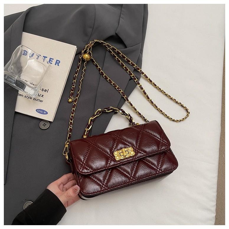 IELGY Ladies Messenger Small Square Bag Diamond Chain Retro High-End Sense One Shoulder