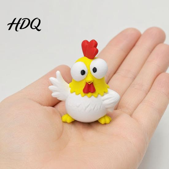 Desktop Stress Reliever 3D Printed Cartoon Rooster Figurine Mini Big-Eyed Cute Animal