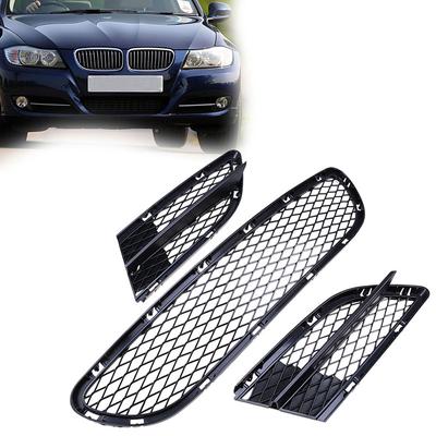 Black ABS Front Lower Bumper Mesh Grille Fog Light Cover Kit for BMW E90 E91 3 Series 325i 328i 335i 2005-2008 Car Replacement Accessories