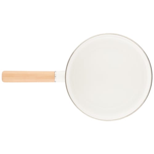 Bestco IH Enamel Saucepan, 18cm, with Glass Lid, White, NQ-0011 Bianco