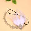 Hot Gatsby Feather Headdress Women Retro Niche Light Luxury Rhinestones Hair Chain Fashion Dinner Party Accessories