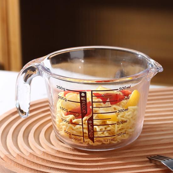 Yousheng Glass Measuring Cup with Handle 500/1000ml Heat-Resistant Pouring Spout Liquid Measurement Tool Easy-Pour Spout Cooking Utensil for Milk Eggs