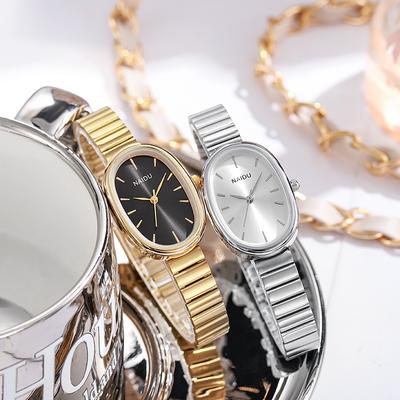 New Fashion Women's Watch Women's Steel Band Ins Wind High-grade Sense Oval Steel Band Bracelet Hundred Overlapping Quartz Watch