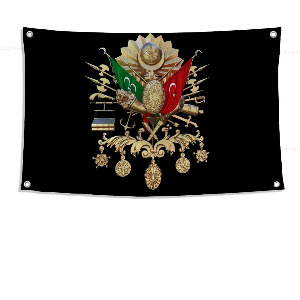 1pc Ottoman Empire Flag Banners Four Hole Flag Polyester Outdoor Decor Room Aesthetic